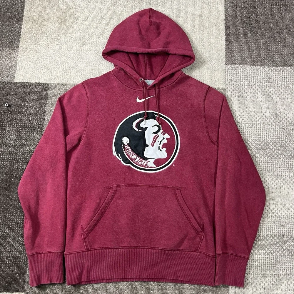 Florida State Seminoles Nike Hoodie Center Swoosh Hoodie Mens Small Burgundy‎